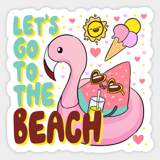 Let's go to the beach a cute and fun summer time design Sticker